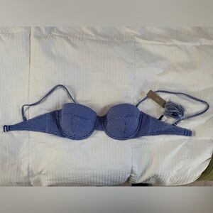 J crew size 34D never worn swim top, blue micro gingham